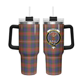 Fraser (of Lovat) Hunting Modern Tartan Crest 40 oz Insulated Tumbler with Handle